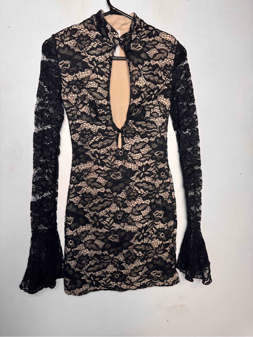 Brand new Missguided beige dress with black lace detail Size-Xs